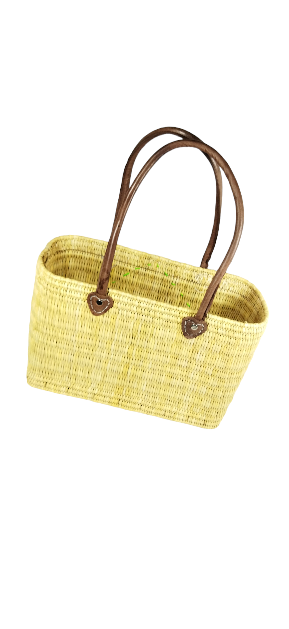 PhotoRoom-20240124_122451_4.png Straw basket decorated with a piece of colorful cotton - Image 3