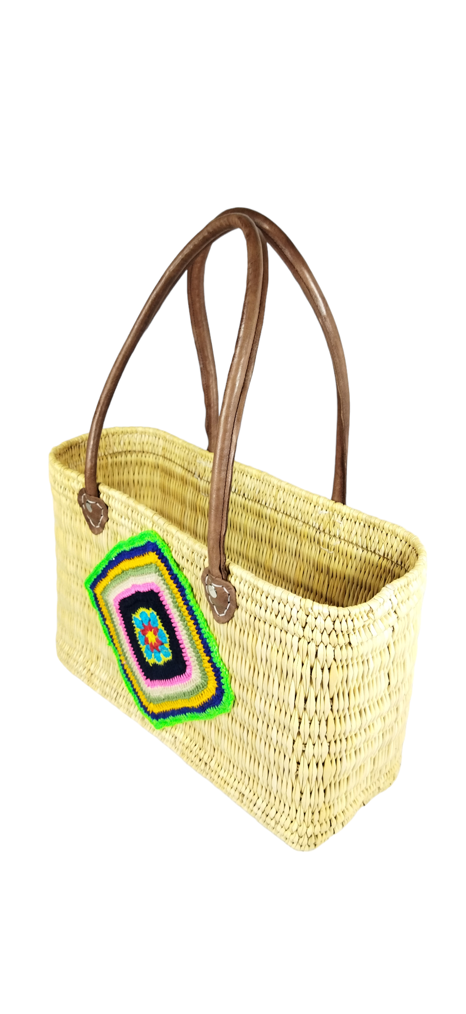 PhotoRoom-20240124_122451_6.png Straw basket decorated with a piece of colorful cotton - Image 5